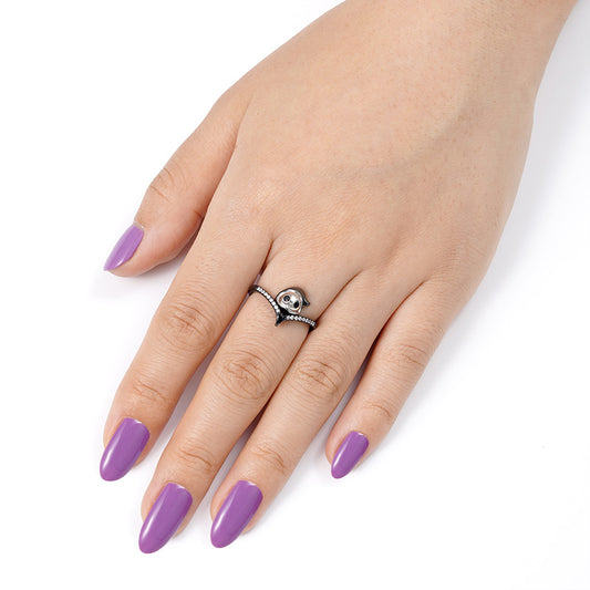 Grim Reaper V Ring Sterling Silver inlaid with Stones_3