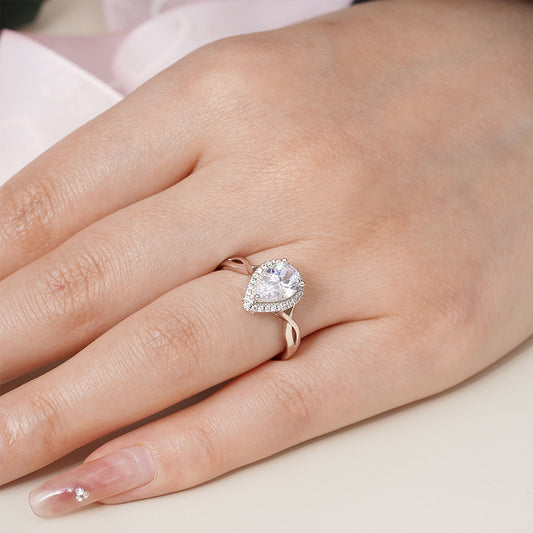 Gnoce Crossover Pear Halo Engagement Ring_5
