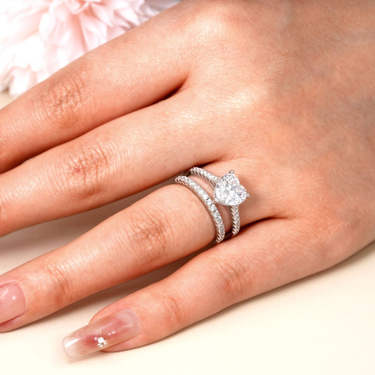 Gnoce Double Clear Heart Cut Stackable Ring Set_4