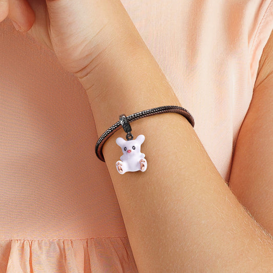 Sarah's Scribbles Bun Pendant Dangle Charm Sterling Silver 18k Rose Gold and Black Plated_4