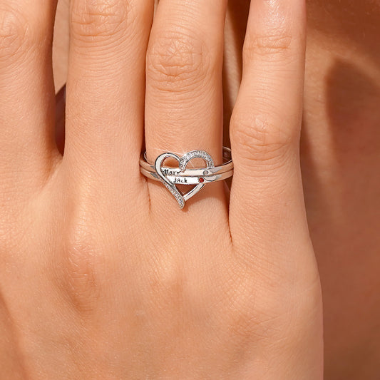 Gnoce Personalized Engravable Heart Birthstone Ring_7