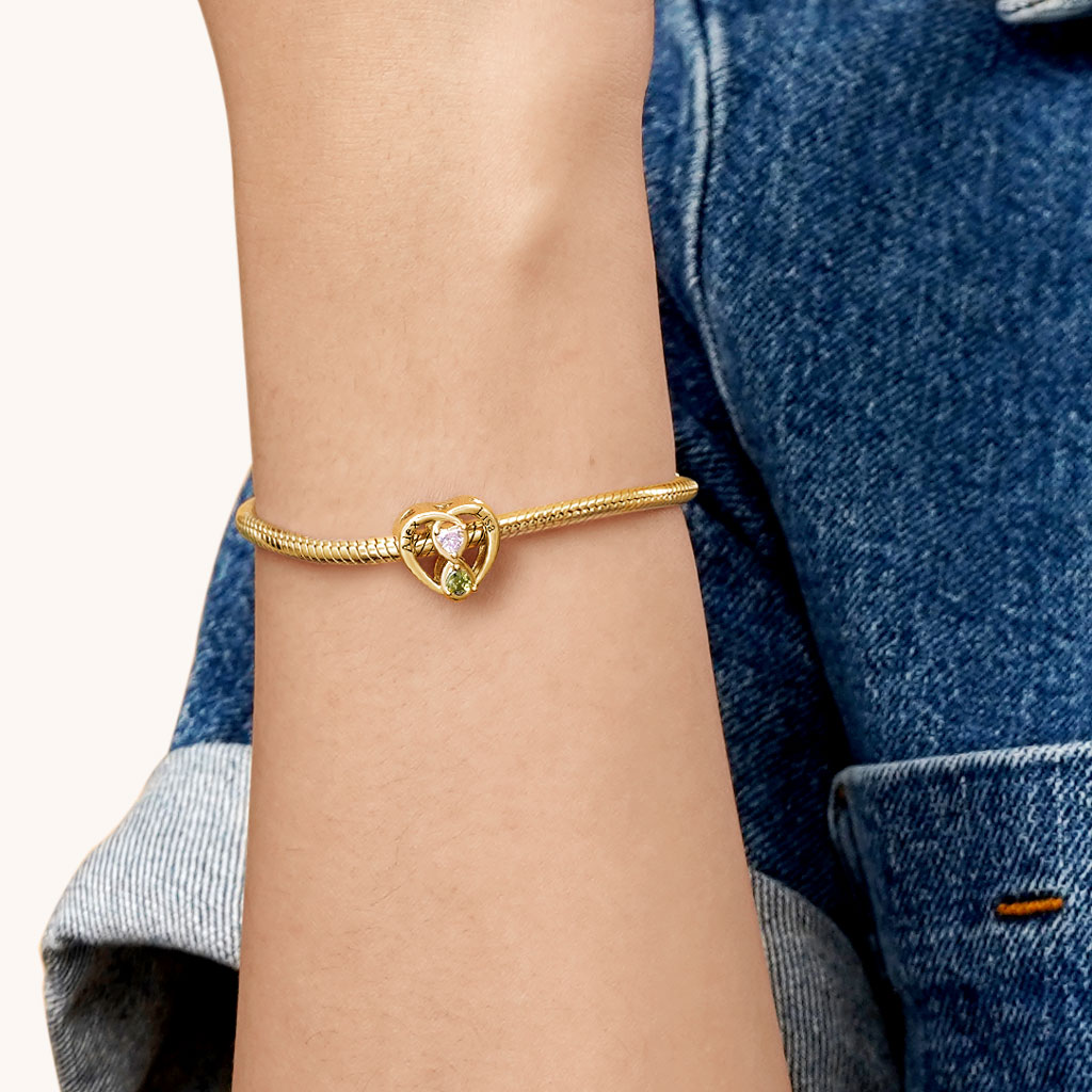Gnoce 18k Gold Plated Infinite Love Couple Engravable Charm_6