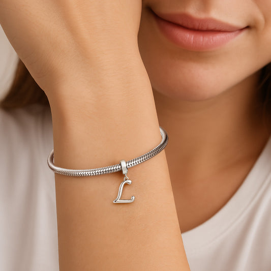 Gnoce "Love Yourself " Letter L 925 Sterling Silver Dangling Charm Great for Bracelet, Choker, Necklace_3