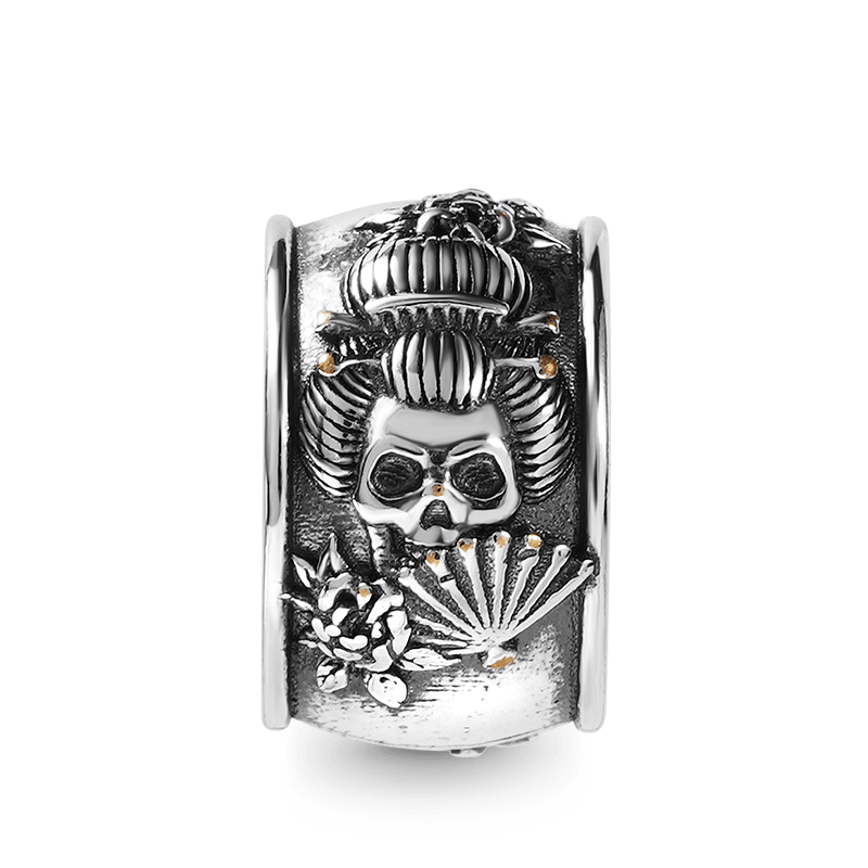 Geisha Skull Men's Charm Bead Sterling Siver fit Men's Bracelet Jewelry for Men_1
