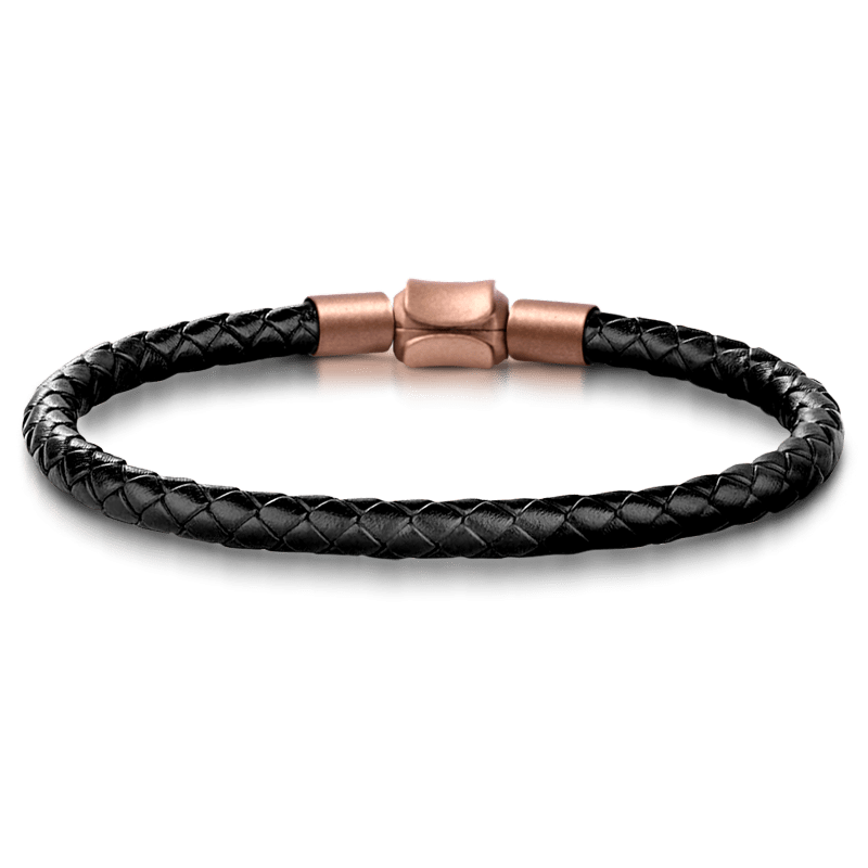 David & Gloria Giant Men's Vintage Bead S925 Sterling Silver with Gift Copper Black Leather Men's Bracelet Jewelry for Men_4