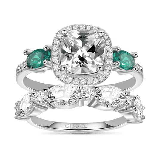Gnoce Vintage Square-cut & Eternity Band Ring Set_1