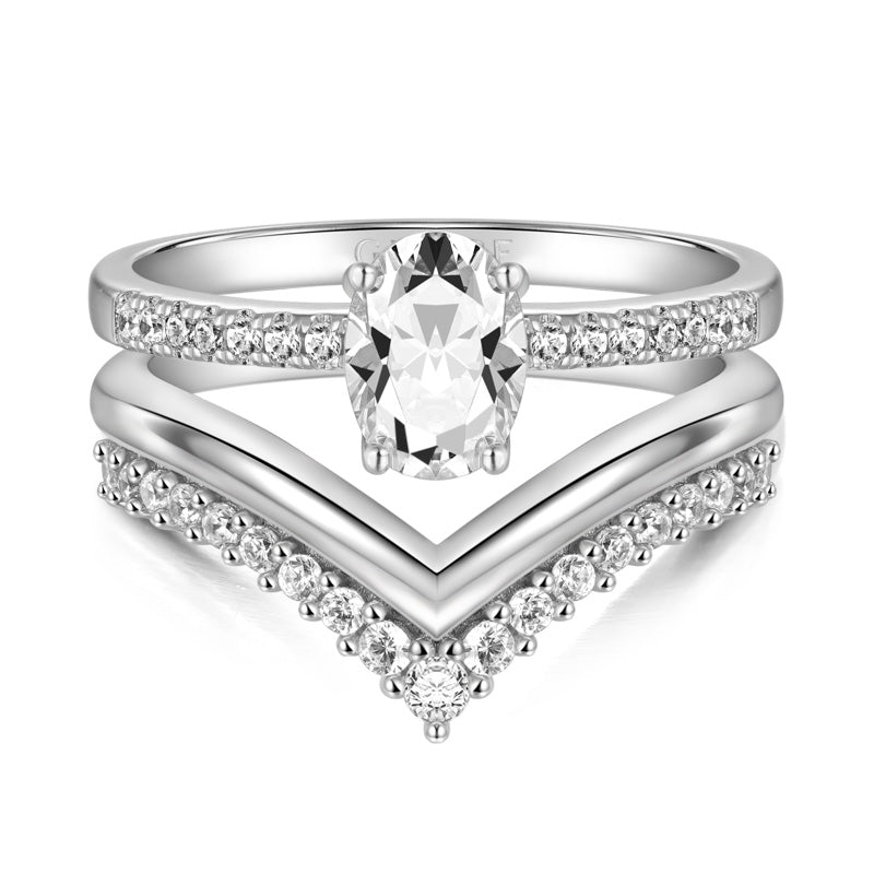 Gnoce Classic Oval Cut Wishbone Stackable Ring Set_2