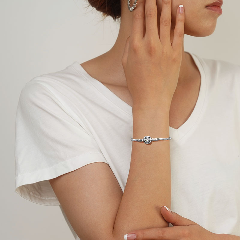 Gnoce Tree of Life Snake Chain Bracelet Platinum-plated Silver Blend_6