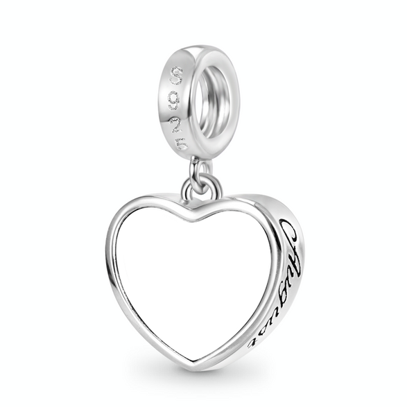 Gnoce Encanto grabable en forma de corazón de piedra de nacimiento de agosto Aleación de plata chapada en platino