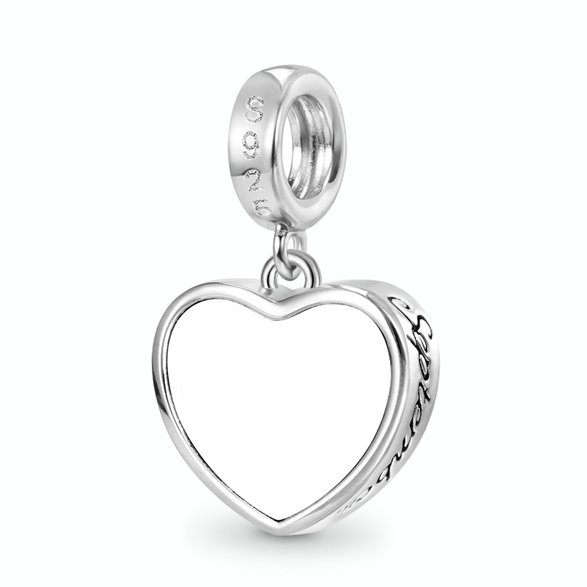 Gnoce Encanto Corazón Grabable Piedra de Nacimiento de septiembre Aleación de plata chapada en platino