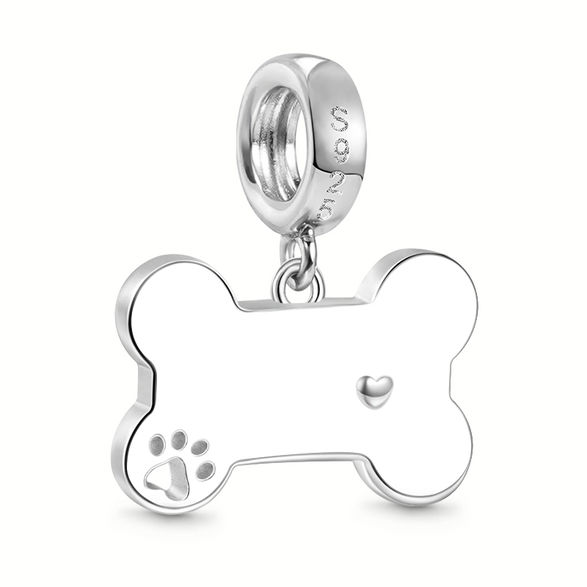 Gnoce "El perro ama el hueso" Charm grabable Aleación de plata chapada en platino