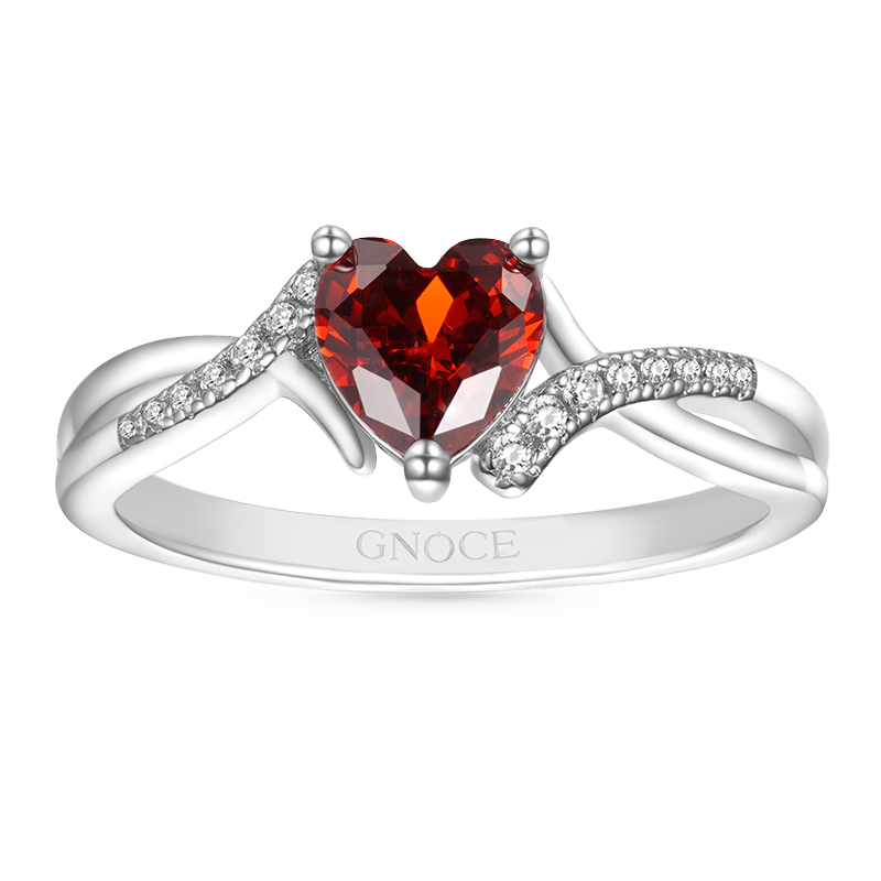 Gnoce Sparkling Birthstone Heart Ring_2