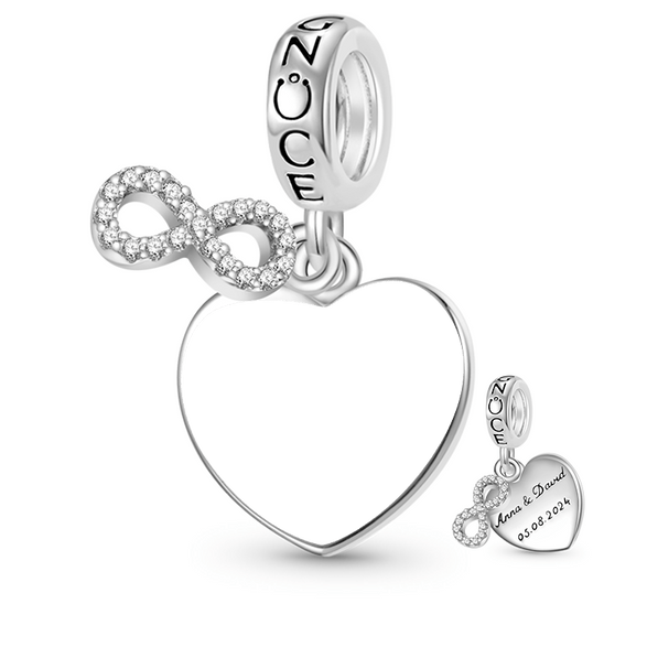 Gnoce Encanto amor infinito fecha de boda grabable Aleación de plata chapada en platino