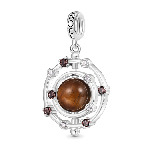 Gnoce Rotatable Natural Stone Tigereye Galaxy Pendant Dangle Charm_1