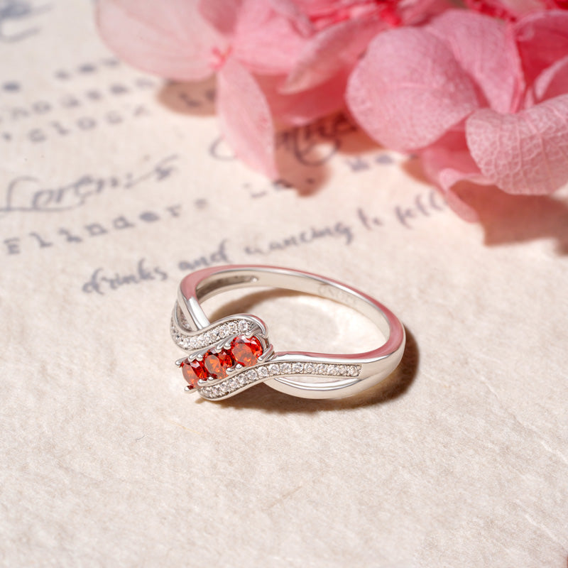 Gnoce Fashion White Diamond Crossover Birthstone Ring_4