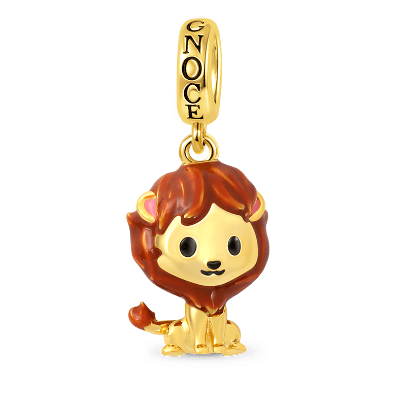 Lion Pendant Dangle Charm Sterling Silver 18k Gold Plated_1