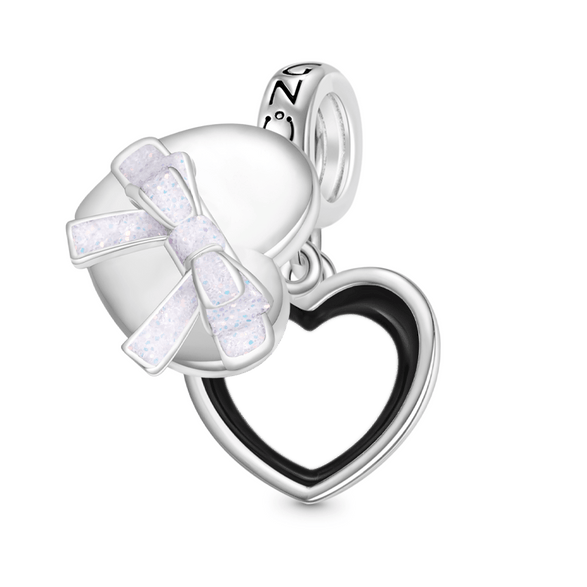Gnoce Caja de regalo en forma de corazón Charm grabable Aleación de plata chapada en platino