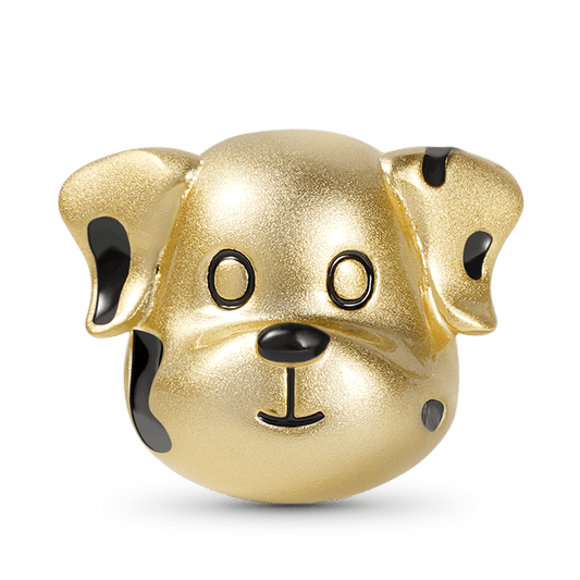 Dalmatian Dog Charm Bead Sterling Silver 18K Gold Plated_1