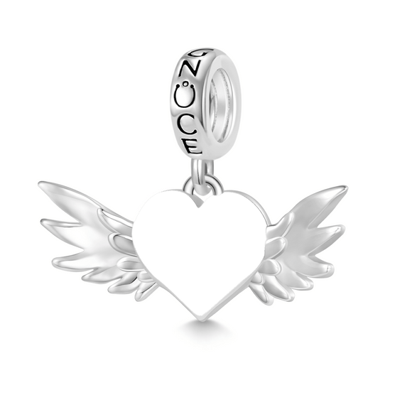 Gnoce Encanto Alas de Amor Grabable Aleación de plata chapada en platino
