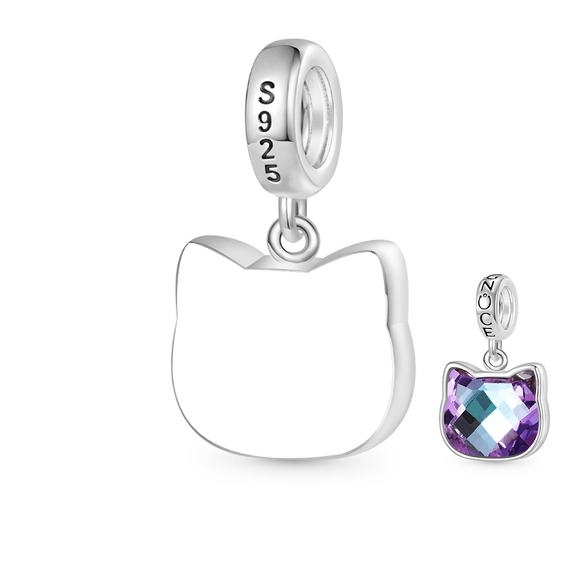 Gnoce Encanto de cabeza de gato grabable Aleación de plata chapada en platino