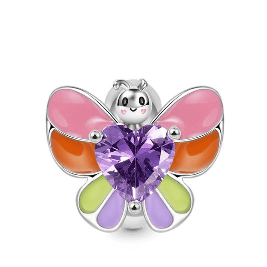 Butterfly Embraces Heart Gemstone Charm Bead Sterling Silver_1