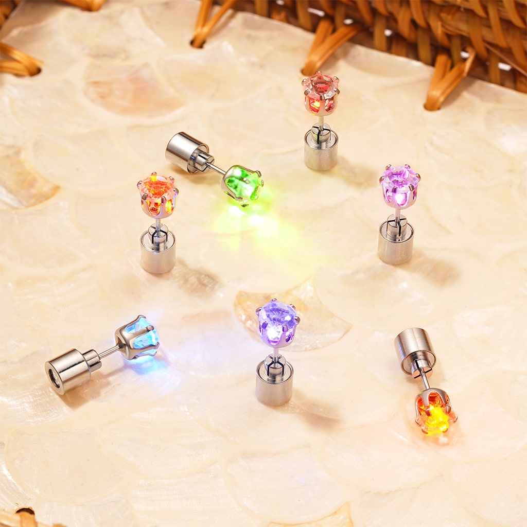 Gnoce Blue Party Light-up LED Stud Earring_5