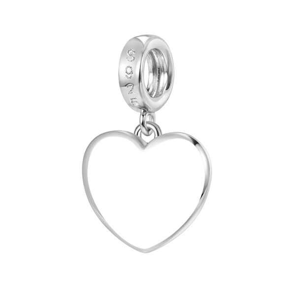 Gnoce Encanto grabable en forma de corazón huellas de bebé Aleación de plata chapada en platino