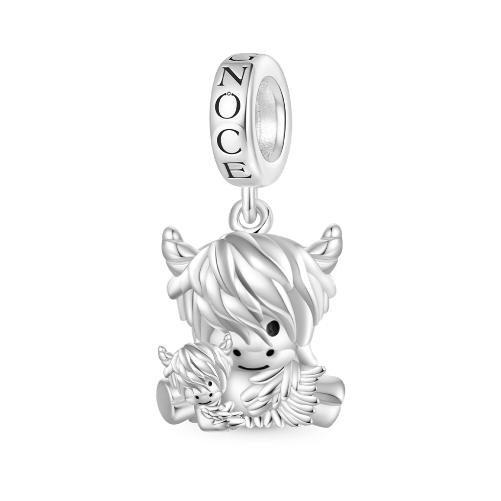 Gnoce Highland Cow Mother and Child Pendant Dangle Charm_1