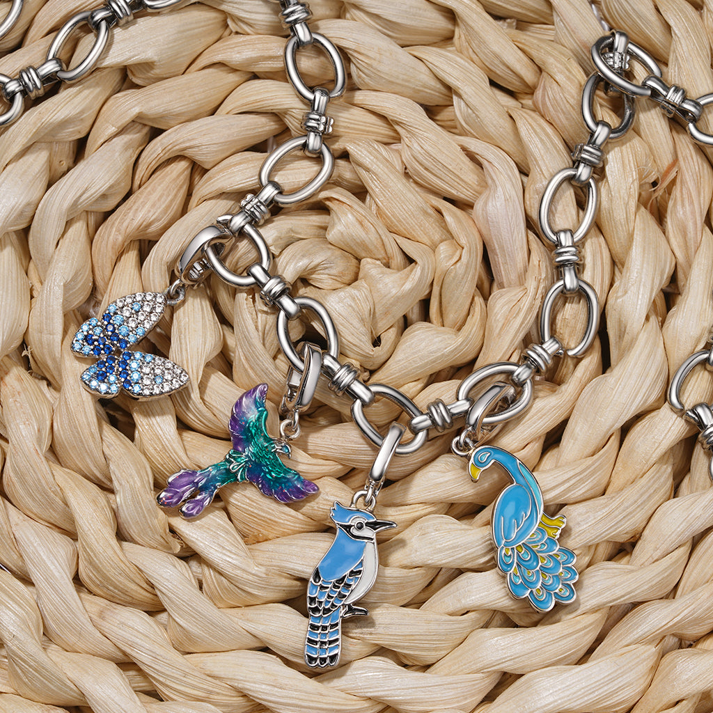 Gnoce Blue Black Jay Clasp Clusters Charm_3