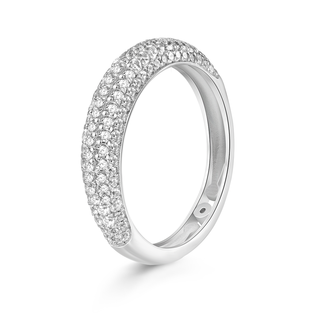 Gnoce Pavé Diamond Birthstone Thin Dome Band Ring_2