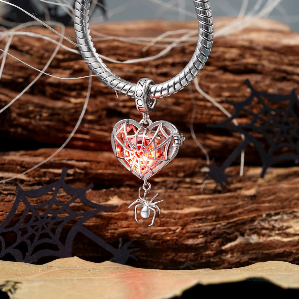 Gnoce Halloween Wireless LED Glow Spider Web Love Pendant Dangle Charm_5