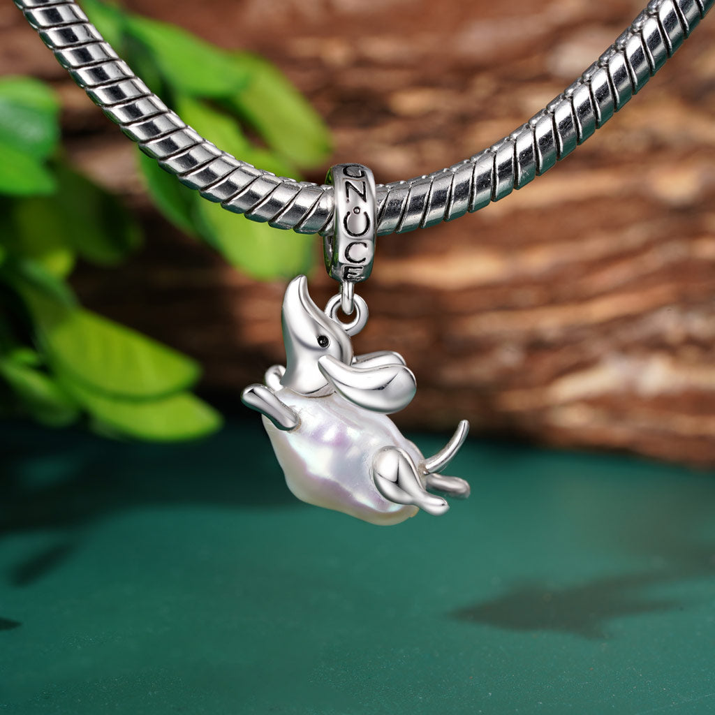 Gnoce Irregular Pearl Dachshund Dog Pendant Dangle Charm_3