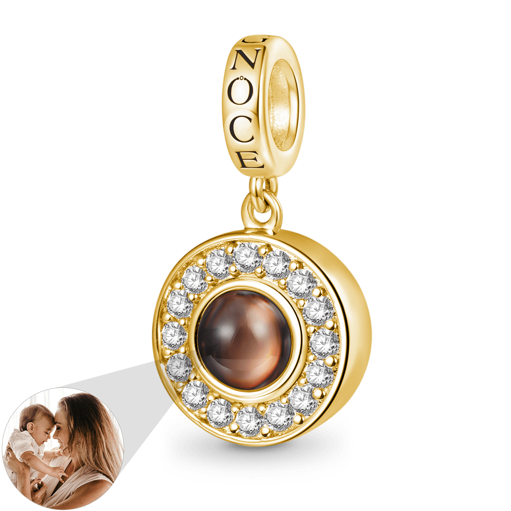 Gnoce 18k Gold Plated Projection Personalized Photo Pendant Dangle Charm_2
