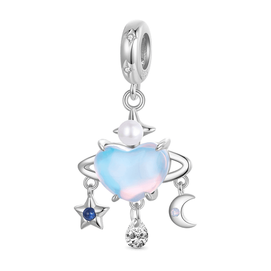 Gnoce Heart Blue Planet Pendant Dangle Charm_1