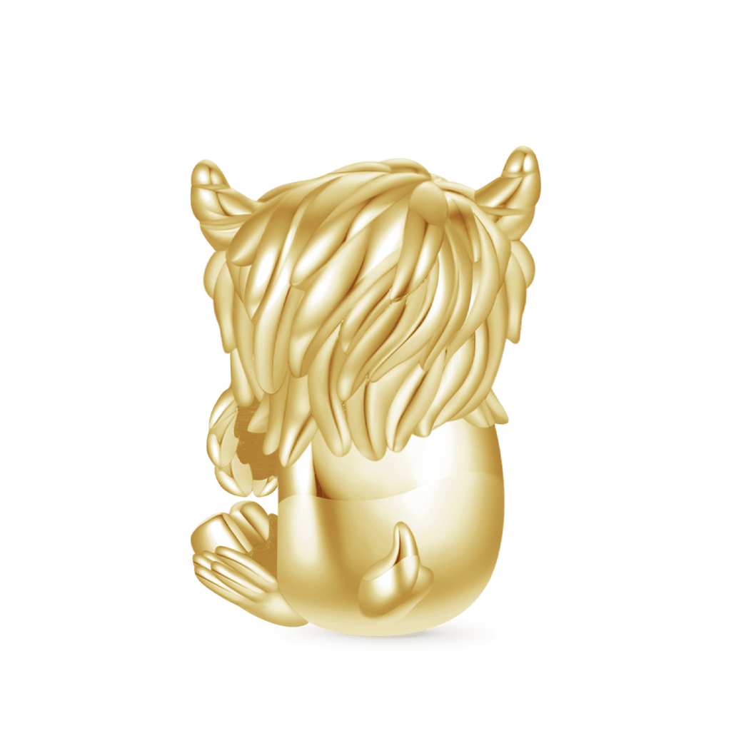Gnoce 18k Gold Plated Cute Scottish Highland Cow Charm_2