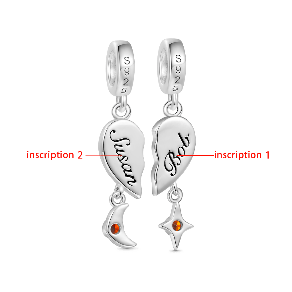 Gnoce Love Engravable Name Birthstone ‘Happy birthday’ Double Pendant Dangle Charm_3