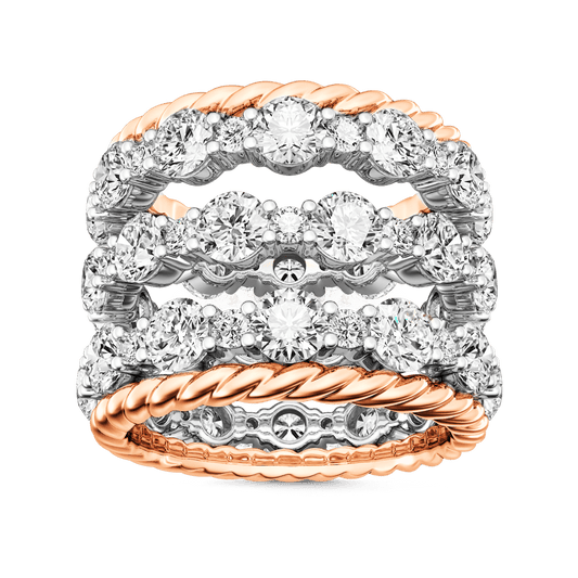 Gnoce Stackable Two-tone Paved Trio Ring Set_1