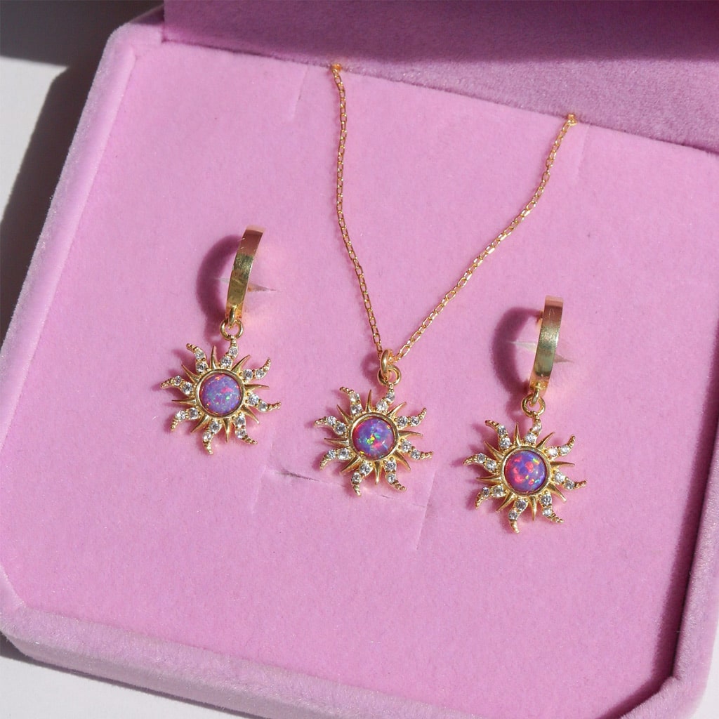 Gnoce Dopamine Golden Sun Opal Hoop Earrings_2