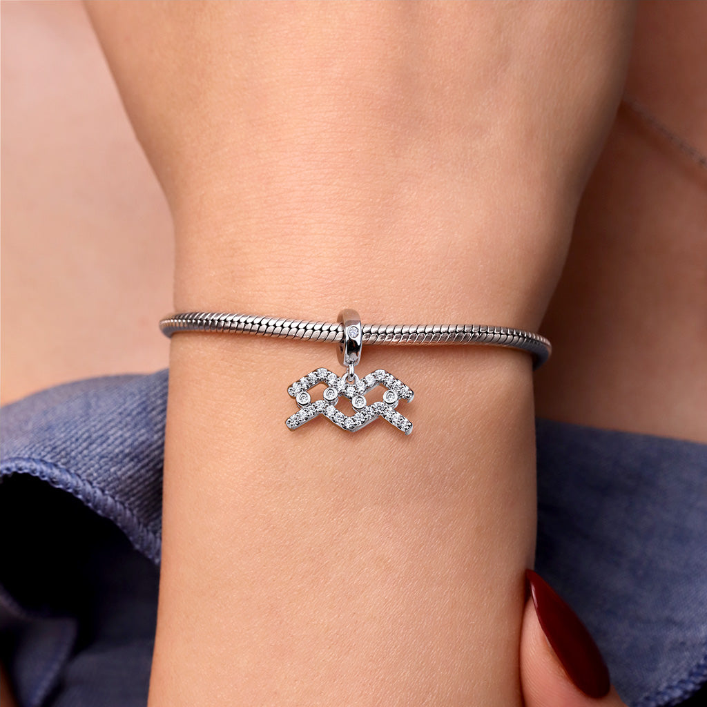 Gnoce "My Love, My Life" 925 Sterling Silver Aquarius Charm Zodiac Sign Pendant With Cz For Bracelet_3