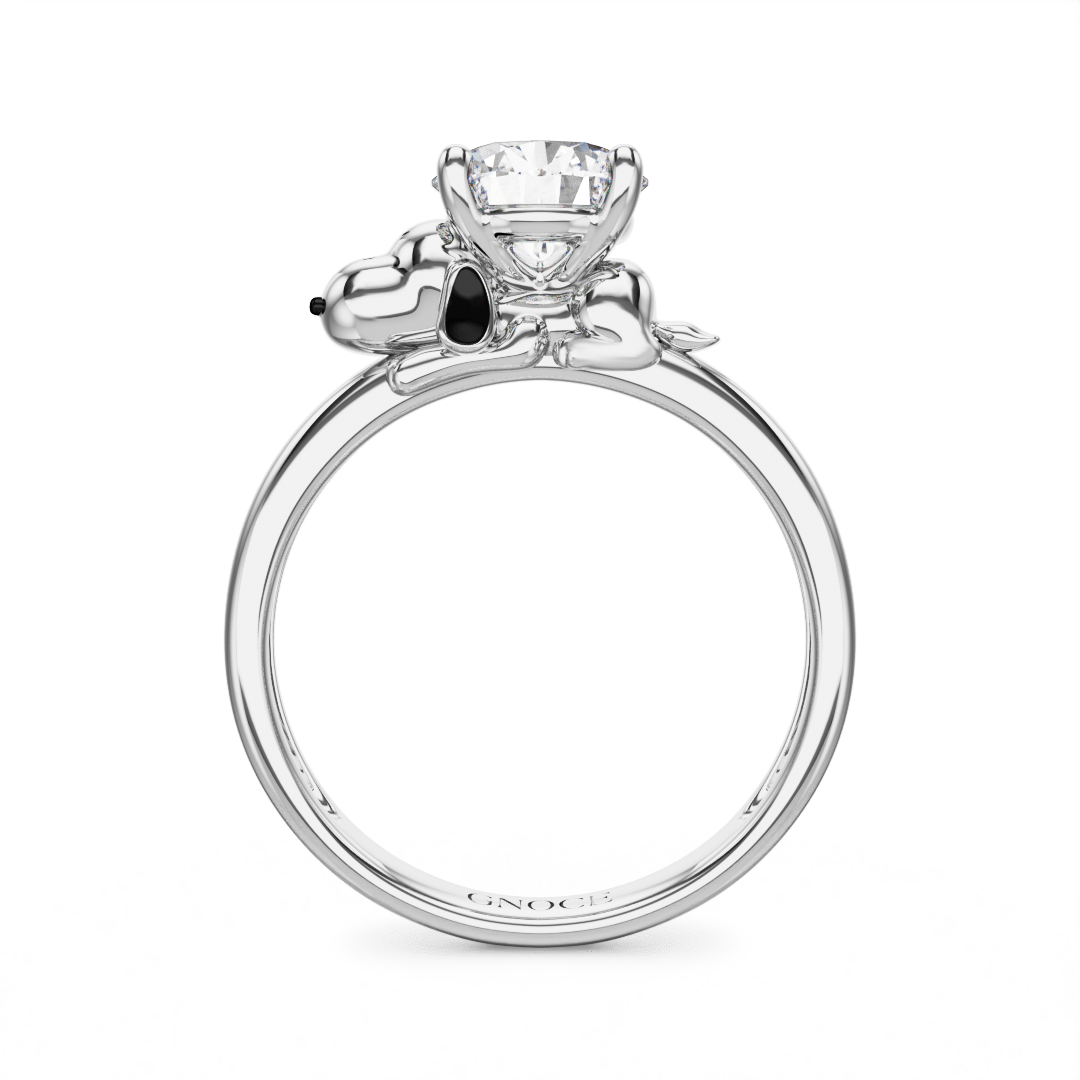 Gnoce Peanuts Snoopy Embraces Moissanite Round Cut Ring_5